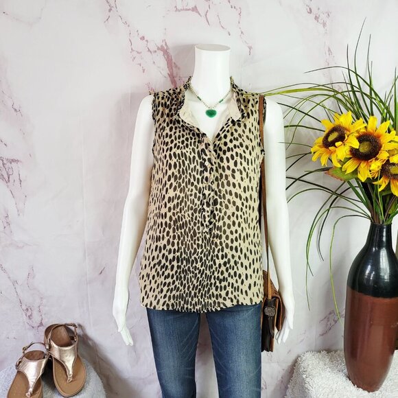 J. Crew leopard print sleeveless blouse - Picture 2 of 7